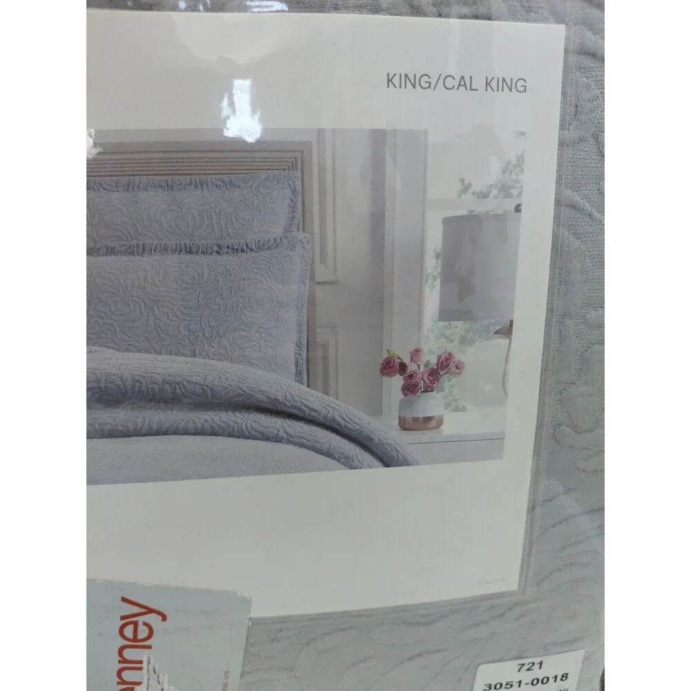 Liz Claiborne Felicity Cotton Weathered Gray - KING Coverlet 108”x94”- NEW